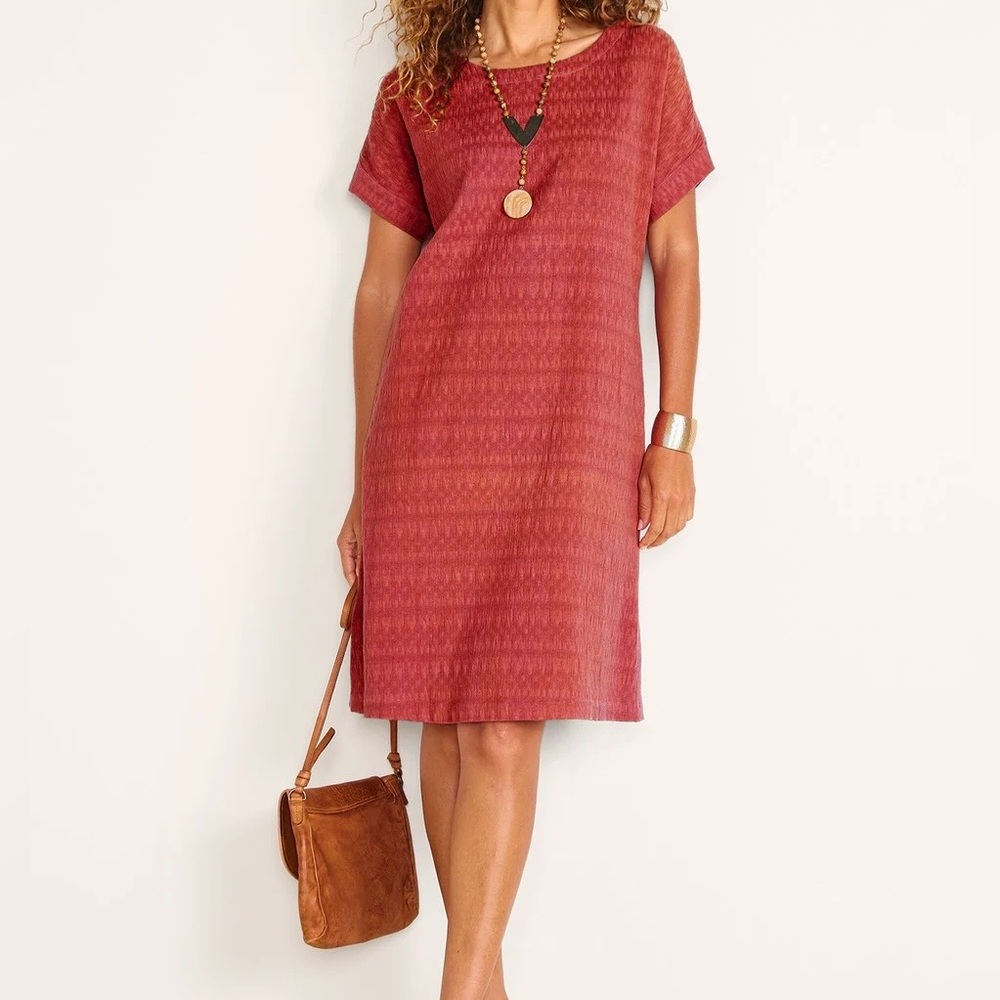 Soft Surroundings Rust Red Short Sleeve Shift Dress